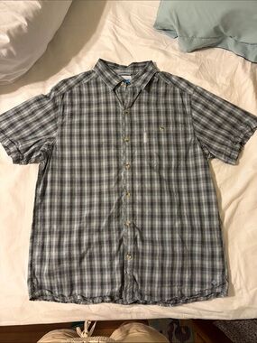 Columbia Classic Men's Short-Sleeve Plaid Button-Up Shirt - Gray